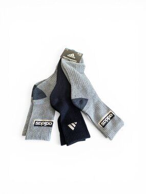 ADIDAS Cushioned High Quarter Socks Men’s 6-12 Arch Support Aeroready 3-Prs Blue